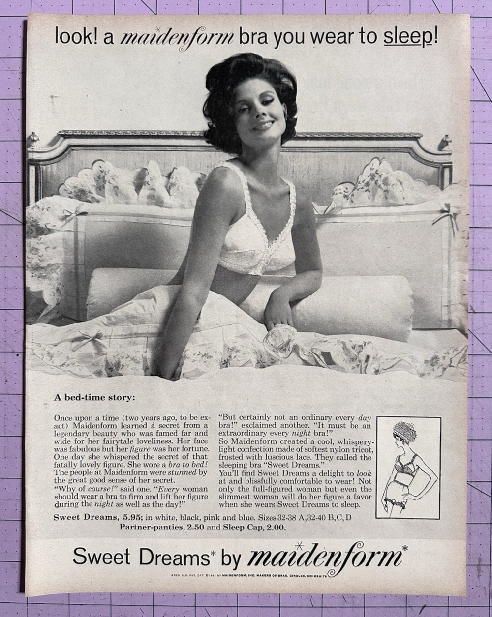 1962 Sweet Dreams by Maidenform Bra Original Advertisement Print Ad